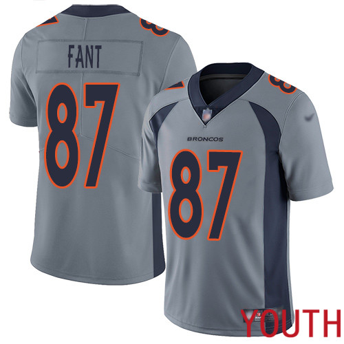 Youth Denver Broncos #87 Noah Fant Limited Silver Inverted Legend Football NFL Jersey